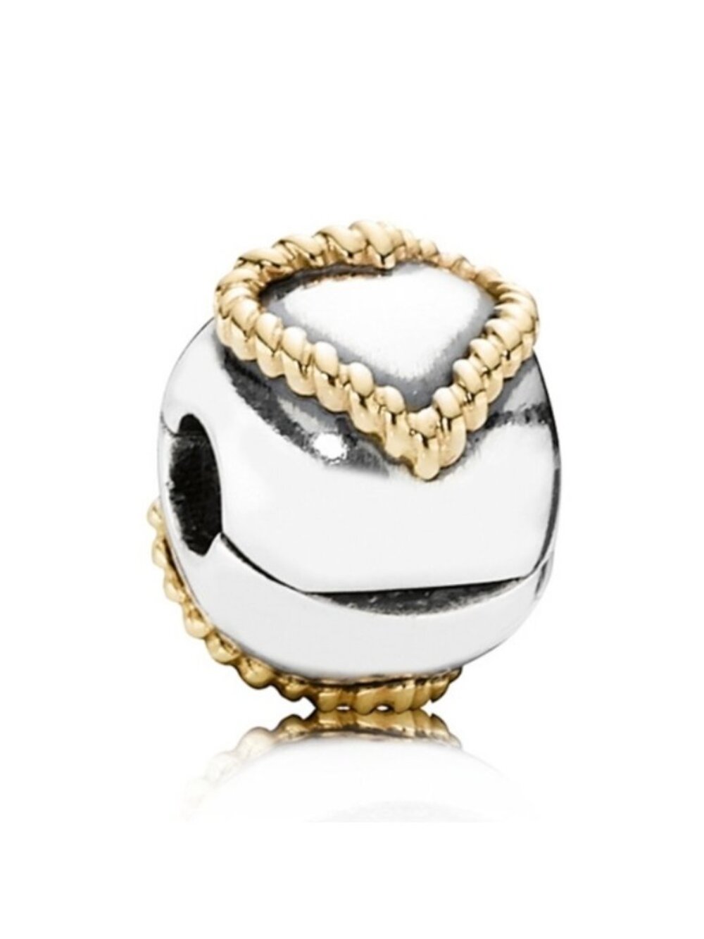 Pandora Retired Sterling Silver and 14K Gold Braided Heart Clip - 790599